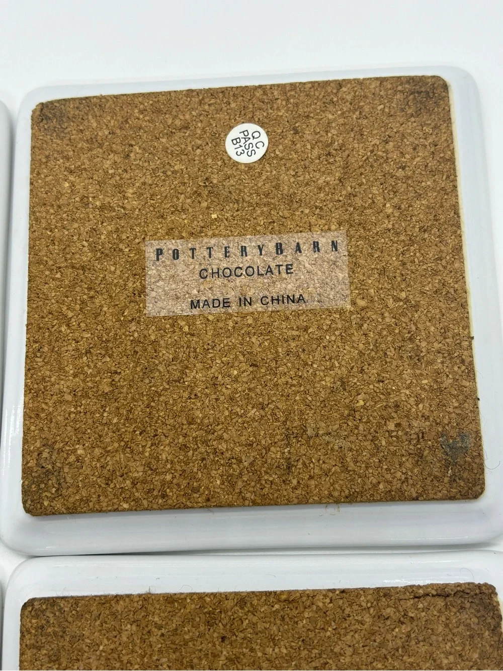 Pottery Barn Chocolate Themed Ceramic Coasters Set of 4